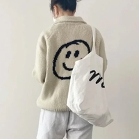 Smiley Face Loose Zipper Sweater  - Thumbnail 5