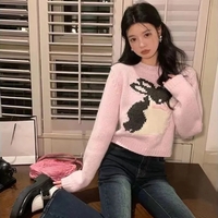 Pink Rabbit Bow Cropped Sweater  - Thumbnail 5