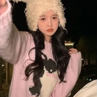 Pink Rabbit Bow Cropped Sweater  - Thumbnail 3