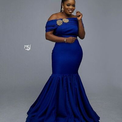 Royal blue mermaid african prom dress evening gowns - Thumbnail 4