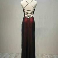 Sheath Black And Red Long Formal Prom Dresses - Thumbnail 1