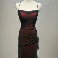 Sheath Black And Red Long Formal Prom Dresses - Thumbnail 2