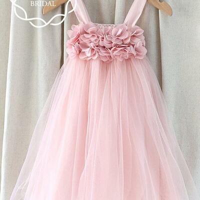 Cute pink tulle baby flower girl dresses