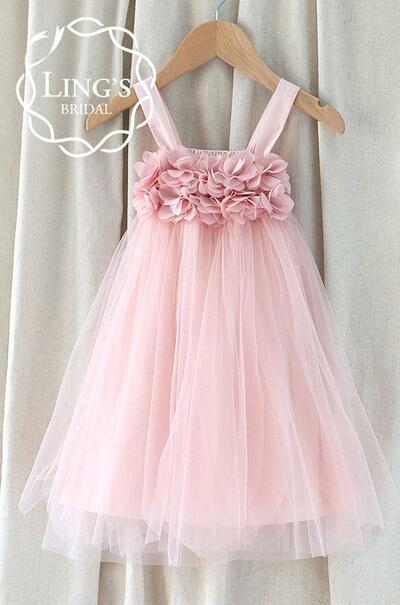 Cute Pink Tulle Baby Flower Girl Dresses