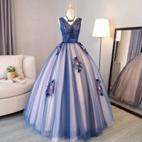 Prom Dresses,blue Sleeveless Temperament Long Party Dress - Thumbnail 1