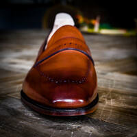 Handmade Brown Leather Moccasin Loafers Dress Formal Shoes - Thumbnail 1