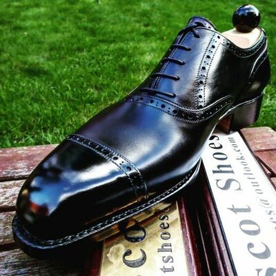 Men classic new black calf dress lace up shoes