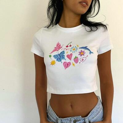 Love heart butterfly white top
