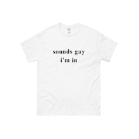 Sounds Gay I'm In Unisex Cotton Tee In White - Thumbnail 1