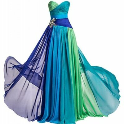 Rhinestone chiffon bridesmaid strapless party ball gown wedding gown