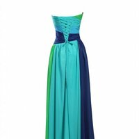 Rhinestone Chiffon Bridesmaid Strapless Party Ball Gown Wedding Gown - Thumbnail 2