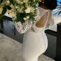 Plus Size Arabic Lace Beaded Mermaid Wedding Gowns Long Sleeves Satin Vintage Bridal Dresses - Thumbnail 1