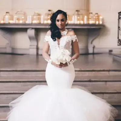 Lace mermaid arabic plus size wedding dresses long sleeves cheap sexy bridal dresses elegant wedding gowns - Thumbnail 2