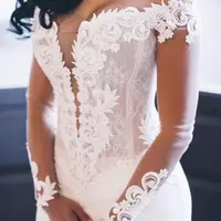 lace mermaid arabic plus size wedding dresses long sleeves cheap sexy bridal dresses elegant wedding gowns - Thumbnail 1