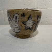 🔴 SOLD Hand Painted Pottery "Bunny and Fish Tea Cup 2" by Inika Agarwal - Thumbnail 3