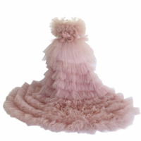 Pink Flower Girl Dresses Hi Low Princess Gown - Thumbnail 1