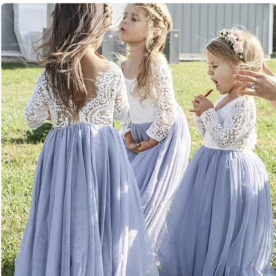 Floor length flower girl dresses with full sleeves 