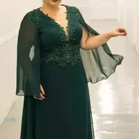 Mother Of The Bride/Groom Dresses Plus Size Beadings Guest Wedding Dress Long Mother Of The Wedding Dresses  - Thumbnail 1