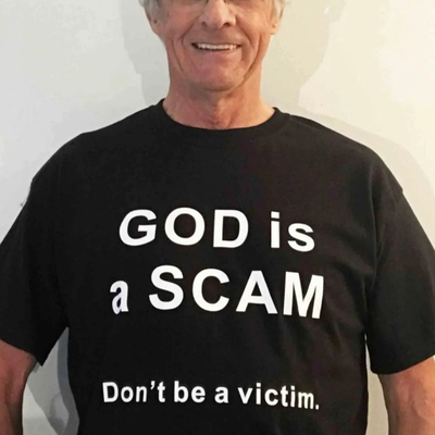 God is a scam don't be a victim t-shirt in black