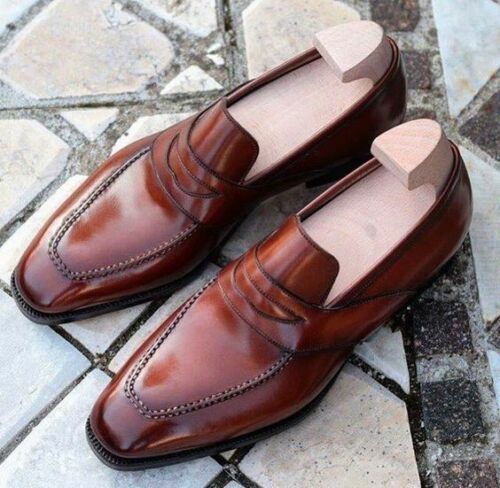 Handmade  Brown Leather Moccasins Shoes,  Dress shoes for men, Men's Shoes