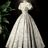 Fashion Floor-Length Printing Short Sleeve Prom Formal Dresses - Thumbnail 2