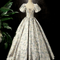 Fashion Floor-Length Printing Short Sleeve Prom Formal Dresses - Thumbnail 4