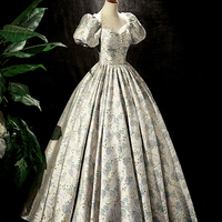 Fashion Floor-Length Printing Short Sleeve Prom Formal Dresses - Thumbnail 3