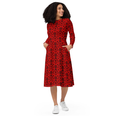 Kokorepublic  print long sleeve midi dress