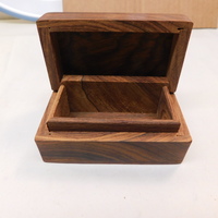 Wood Carved Box 2" x 3.5" with Brass Inlay Stars Moon Sun Jewelry Stash Box - Thumbnail 2