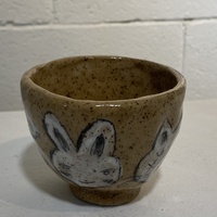 🔴 SOLD Hand Painted Pottery "Bunny and Fish Tea Cup 1" by Inika Agarwal - Thumbnail 5