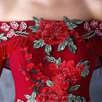Off Shoulder Party Dress,red Dress, Queen Prom Dress Wiith Applique,custom Made - Thumbnail 1
