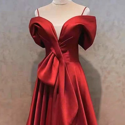 Spaghetti strap evening dress ,red prom dress,sexy party dress,custom made