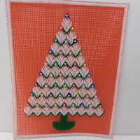 Handmade Christmas Tree Pin Pearls Embroidered Wall Hanging Decor - Thumbnail 3