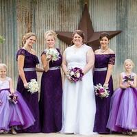 Cute A Line Purple Tulle Flower Girl Dress with Bow - Thumbnail 1