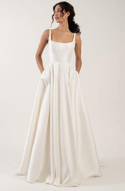 Beautiful A-Line Satin Ivory Wedding Dresses