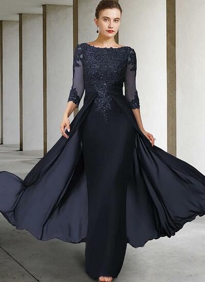 Elegant Navy Blue Mother of the Bride Dresses with Lace Appliques