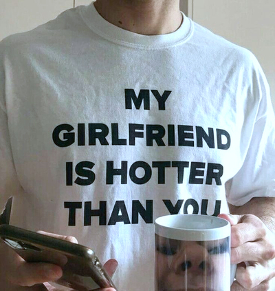 Free Shipping-MY GIRLFRIEND IS HOTTER THAN YOU TEE