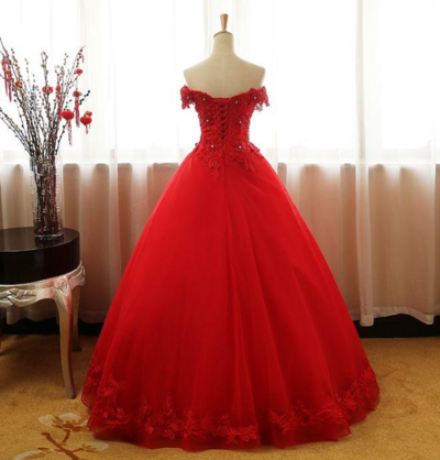 A-line Quinceanera Tulle Prom Dress Evening Dress