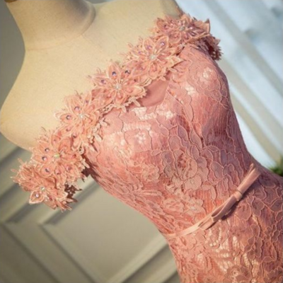 Elegant Sweetheart A-line Lace Off Shoulder Formal Prom Dress,