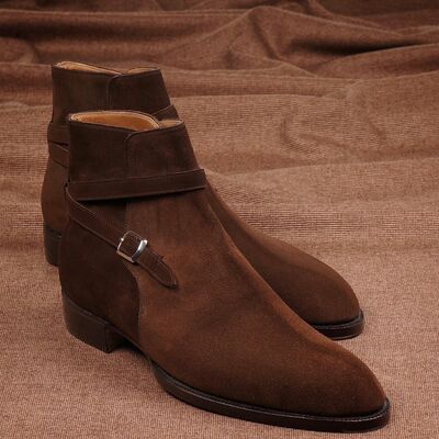 Handmade jodhpur boot - brown suede leather - Thumbnail 3