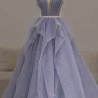 Floor Length Purple Formal Prom Dresses - Thumbnail 1