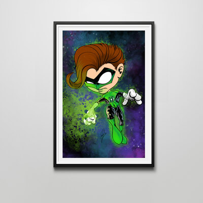 Chibi green lantern 5"x7" or 12"18" art print