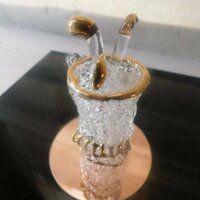 Golf Clubs Art Glass Spun Blown Glass on Mirror Base Sports - Thumbnail 3