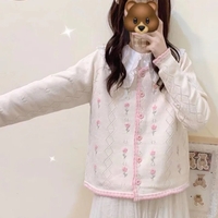 Blue Embroidery Hollow Sweater  - Thumbnail 1