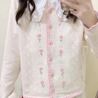 Blue Embroidery Hollow Sweater  - Thumbnail 4