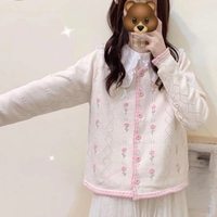 Blue Embroidery Hollow Sweater  - Thumbnail 2