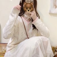 Blue Embroidery Hollow Sweater  - Thumbnail 3