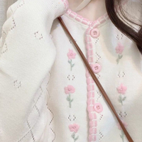 Blue Embroidery Hollow Sweater  - Thumbnail 5