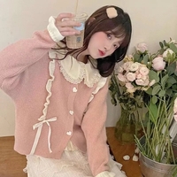 Pink Lace Up Ruffle Sweater  - Thumbnail 3