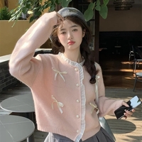 Pink Bow Knot Long Sleeve Sweater  - Thumbnail 1